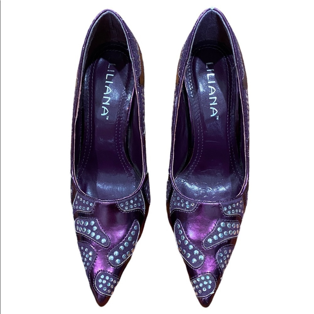 Vintage Y2K Liliana Pointed Toe Metallic Purple heels Size 6